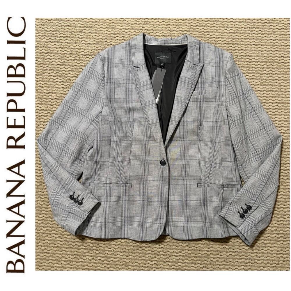NWT Banana Republic Women's Plaid Classic-Fit Blazer Jacket Size 18